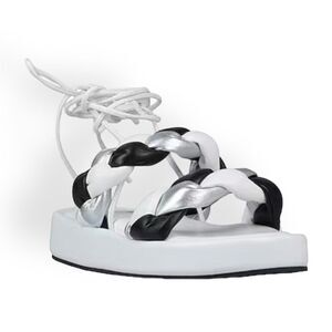 Multicolor Wide Double Braided Straps Open Toe Ankle Wrap Sandals - NEW